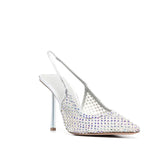 Solid Color Rhinestone High Heel Mesh Sandals